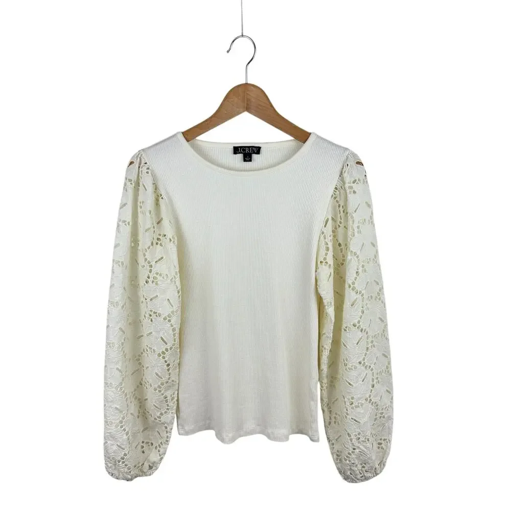 J. Crew Ribbed Tee with Eyelet Sleeves